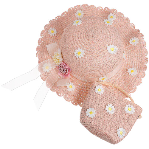4St Strohoed Met Crossbody Roze Strand Accessoire