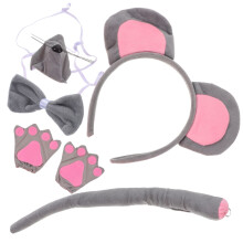 3Sets Mouse Cosplay Set Assorted Color Fabric Ears Headbands for Party