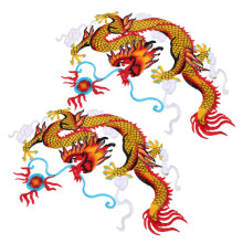 2Pairs Dragon Iron on Patches Polyester Fabric Embroidered for Clothes