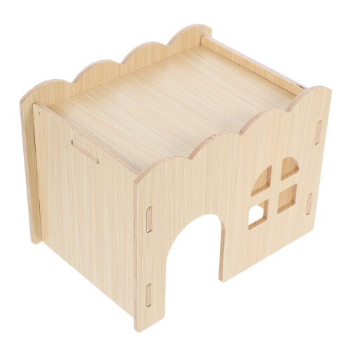 2Pcs Small Beige Wooden Hamster Hideout Sturdy Safe Pet Accessory 1