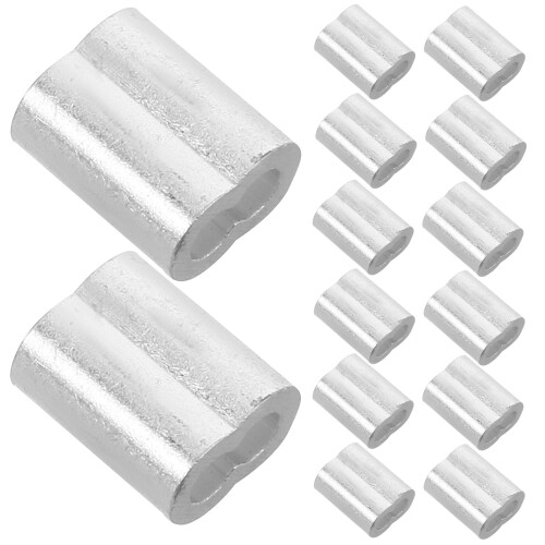 200Pcs Silver Aluminum Crimp Sleeves Wire Rope Ferrules Durable Clips