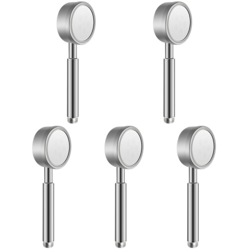 5Pcs Silver Bathroom Shower Head Stainless Steel Handheld Rain Sprayer 2