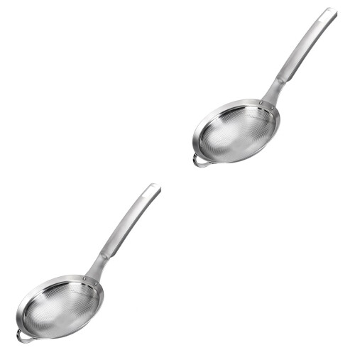 2Pcs Silver Filtering Skimmer Filter Spoon for Stew and Frying 2