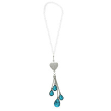 4Pcs Blue Car Mirror Hanging Accessories Rhinestone Rearview Charm