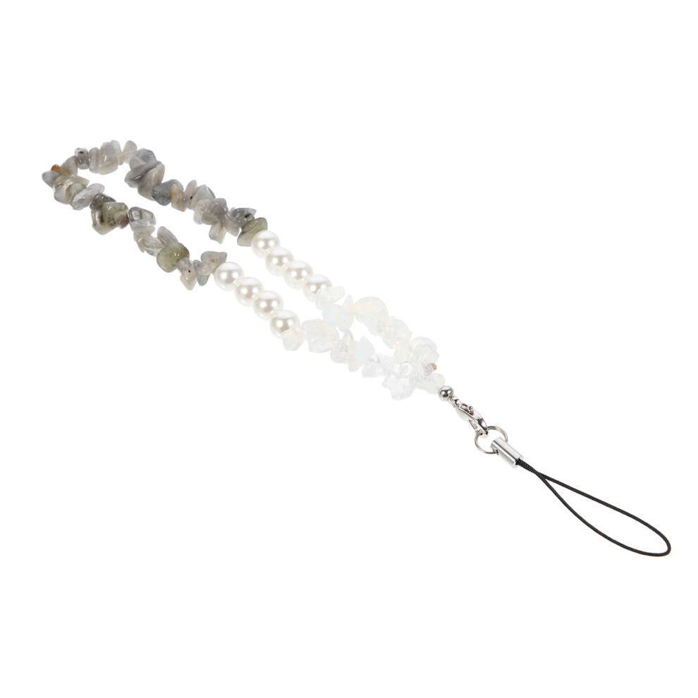 4Pcs Beaded Phone Lanyard Wrist Strap Anti-Lost Decorative Chain Grey 603036421711