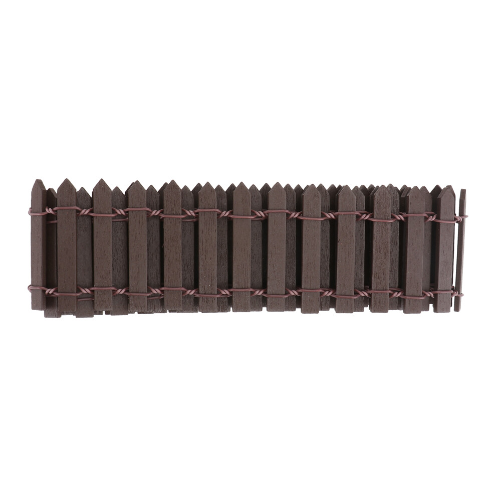 3Pcs Wood Mini Fence Coffee Color Decorative Picket Fence For Garden 603036422305
