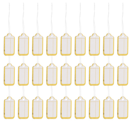 1000Pcs Golden White Jewelry Price Tags Paperboard Rectangular Hanging