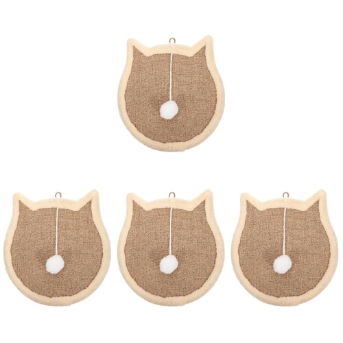 4Pcs Convenient Cat Scratcher Board Light Brown Durable Kitten Toy 1