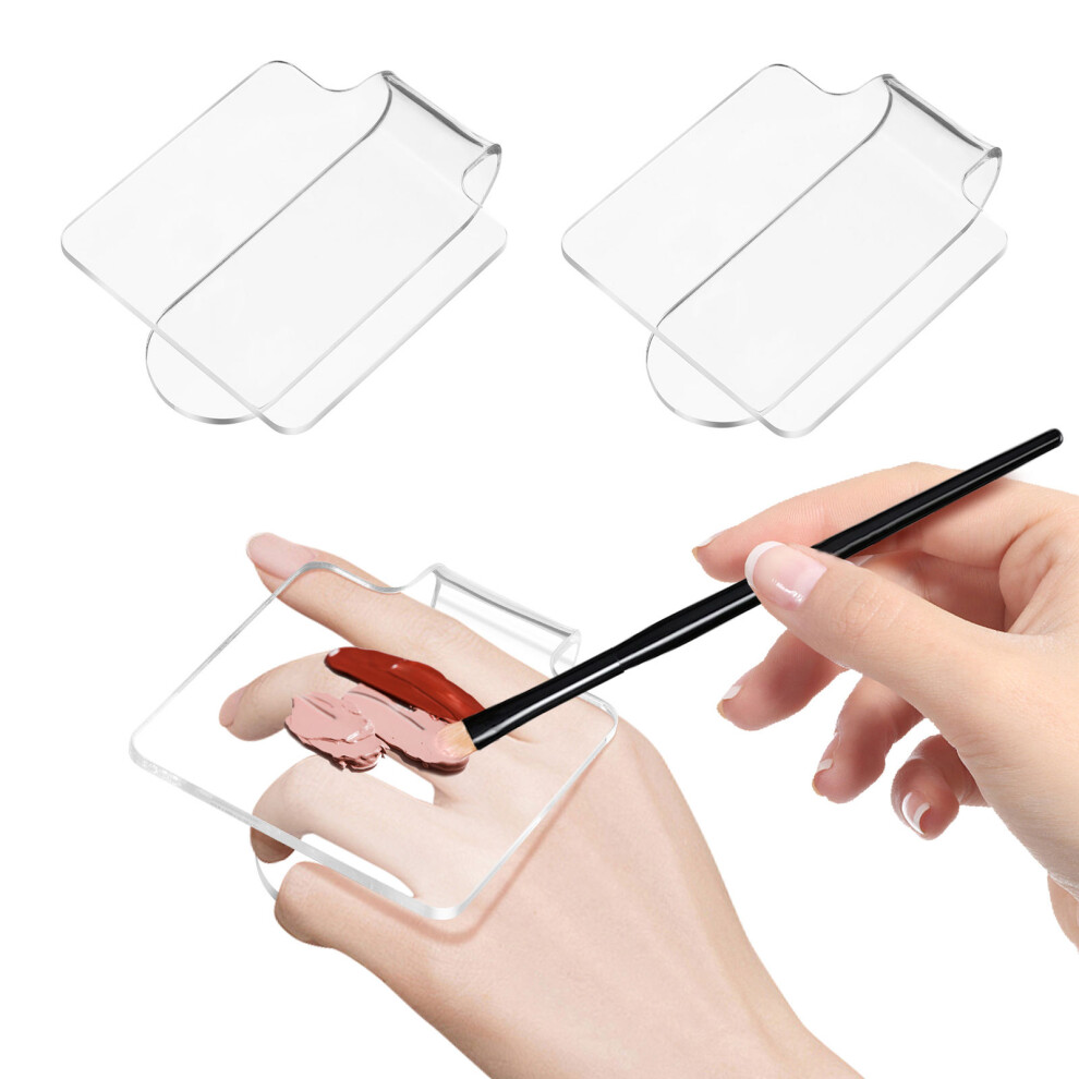 Ohphcall 2Pcs Acrylic Makeup Palettes Clear Handheld Mixing Trays For Nail Art