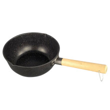 3Pcs Nonstick Black Saucepan with Wooden Handle for Home Cooking