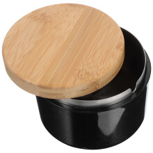 3Pcs Black Household Ashtray Round Shape with Cover for Office Decor