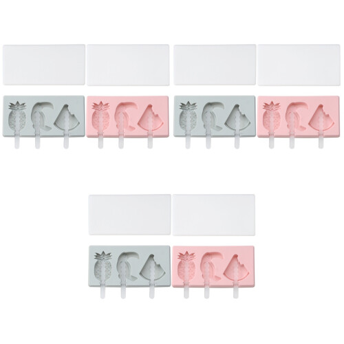 6Sets Silicone Ice Cream Maker Molds Fruit Bird Shapes Assorted Colors 2