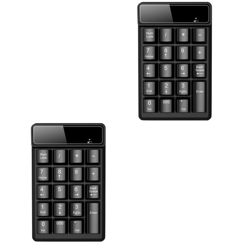 2Pcs Black USB Number Pad Wireless Numeric Keypad Ergonomic Typing Use 2