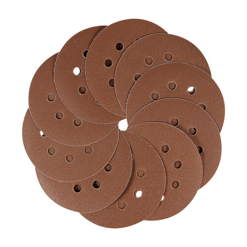 120Pcs Dark Brown 5 Inch Hook and Loop Sanding Discs Aluminium Oxide