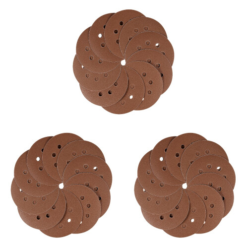 120Pcs Dark Brown 5 Inch Hook and Loop Sanding Discs Aluminium Oxide 1