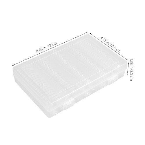 2Sets Round 27Mm Coin Holder Capsules with Transparent Storage Box 1