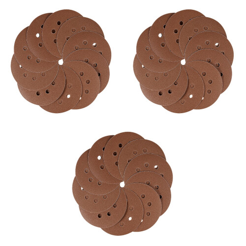 120Pcs Dark Brown 5 Inch Hook and Loop Sanding Discs Aluminium Oxide 2