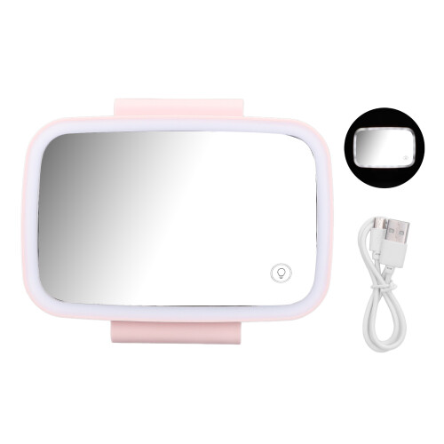 Rechargeable Car Makeup Mirror Three Light Modes Dimmable LED Lights Smart Touch Control Design USB Rechargeable Universal Size Design Built In