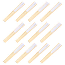 24Pcs Foldable Hand Fans White Paper Bamboo Fans for Summer Travel DIY
