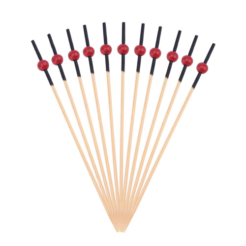 600Pcs Multi Color Bamboo Fruit Picks with Red Beads Ideal for Parties