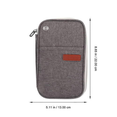 5Pcs Grey Holder Durable Travel Document Zipper Pouch 1