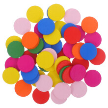 100Pcs Assorted Color Wooden Round Pieces for Children