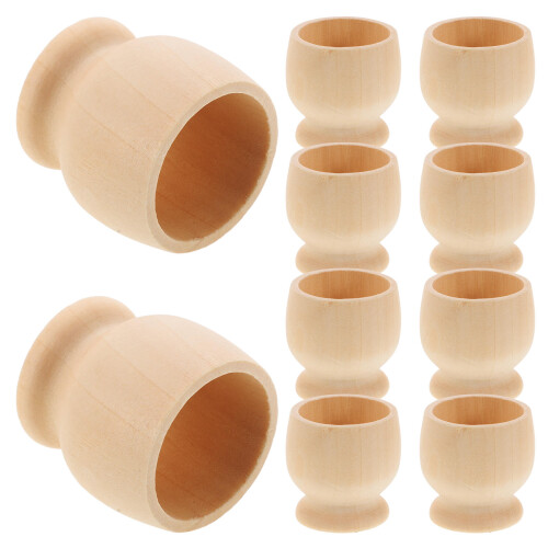30Pcs DIY Beige Wooden Egg Holders for Easter Egg Painting