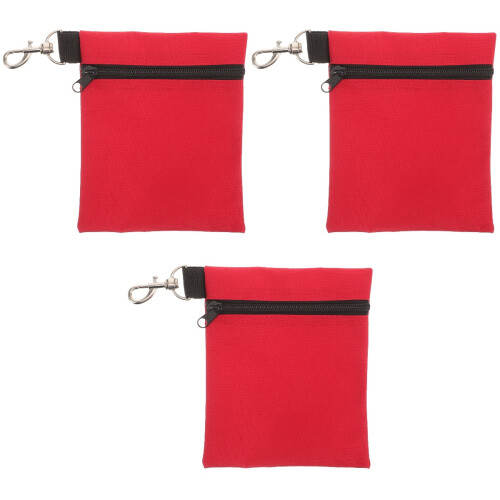 3Pcs Red Durable Nylon Golf Ball Bag Waist Pack Practical Golf Storage 2
