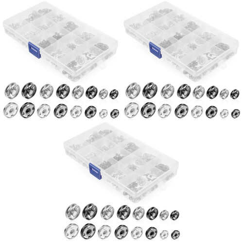 3Boxes Durable Metal Snap Buttons Craft Kit for Sewing Projects 2