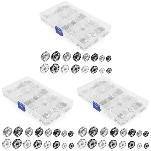 3Boxes Durable Metal Snap Buttons Craft Kit for Sewing Projects 1