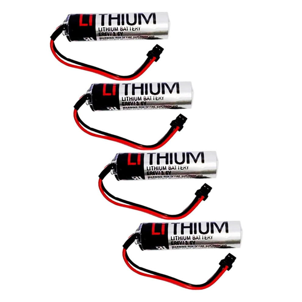 4 Pack Er6v 3.6V 2400Mah Lithium Battery Er6vc119a Er6vc119b For Plc With Plug Black 9169991284071
