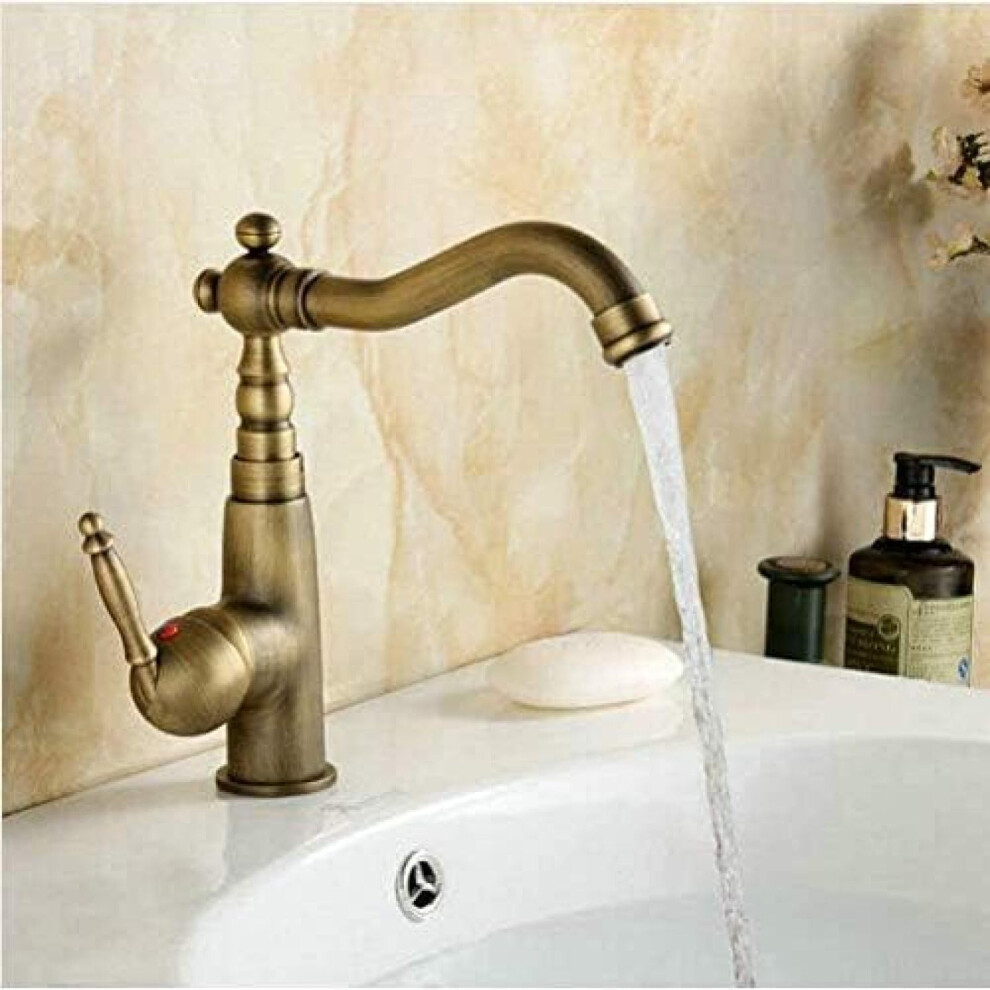 Kitchen Taps Antique Brass Finish Deck Mounted Mixer Faucet Hot And Cold Vessel Sink Vanity Faucet 9189345543982