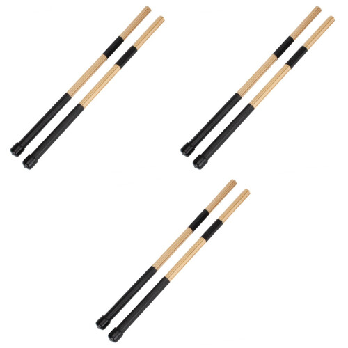 3Stk Bamboo Drum Brushes Schwarz Leicht Für Musik Performance 2