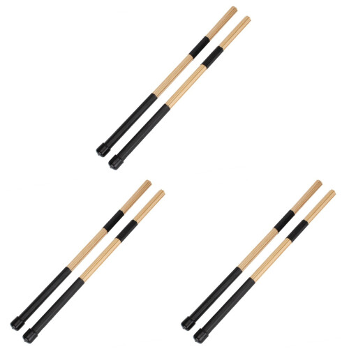 3Stk Bamboo Drum Brushes Schwarz Leicht Für Musik Performance 1