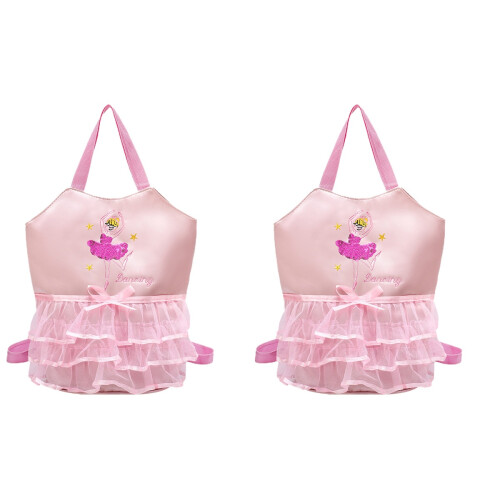 2Stk Vielseitiger Rosa Ballett Rucksack Mit Schultergurt 1