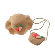 2Sets Khaki Strohhut Kinder Mit Bezaubernder Tragetasche Für Outdoor