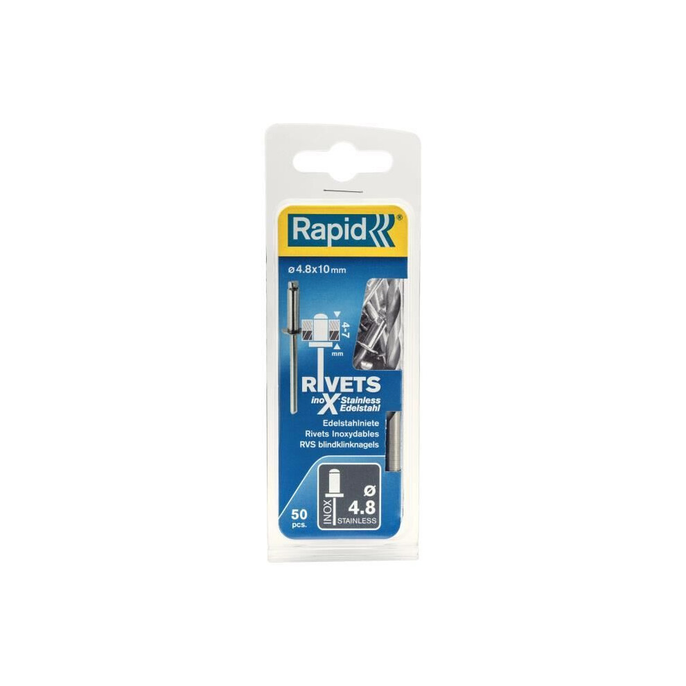 Rapid 5000396 Stainless Steel Rivets 4.8 x 10mm Blister of 50