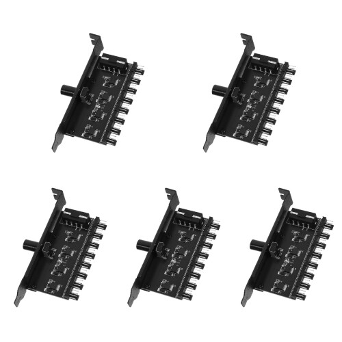 5St St Cooling Fan Hub 4-Pin Fan Controller ABS Zwart Voor Computer 2