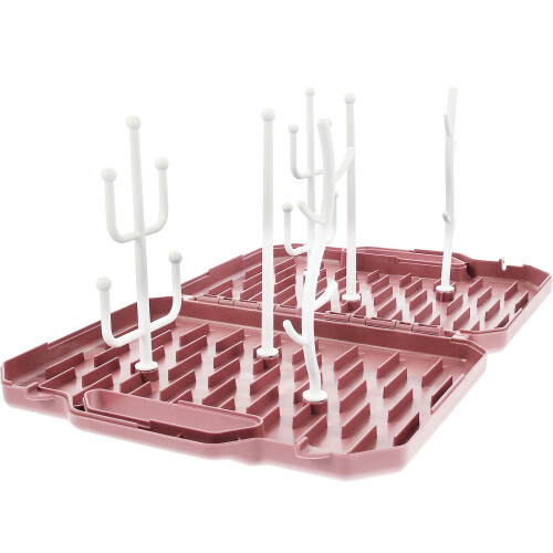 2Pcs Pink Bottle Drying Rack PP Portable Foldable 1