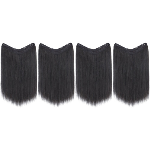 4Pièces Extensions À Clip Droits Synthétiques Femmes 2