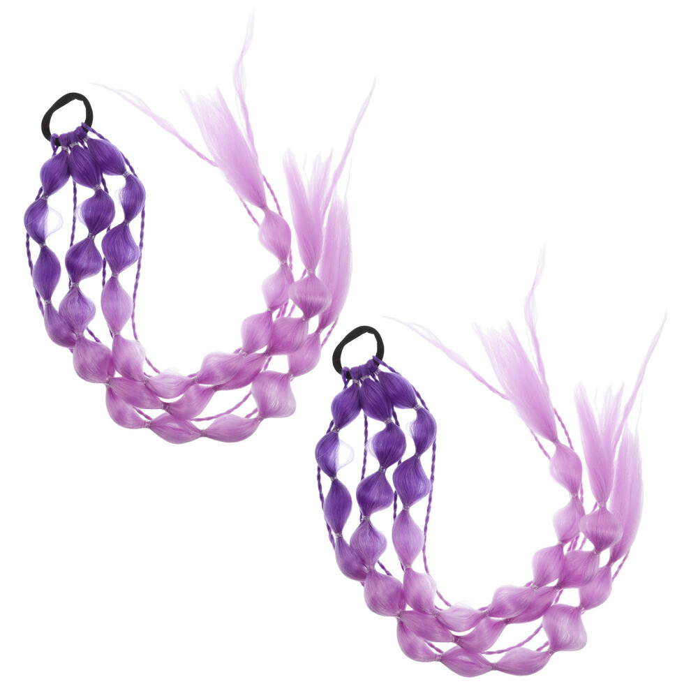 Artibetter Unisex Purple 10Pcs Vibrant Bubble Hair Tie Ponytail Extension Wig For Kids