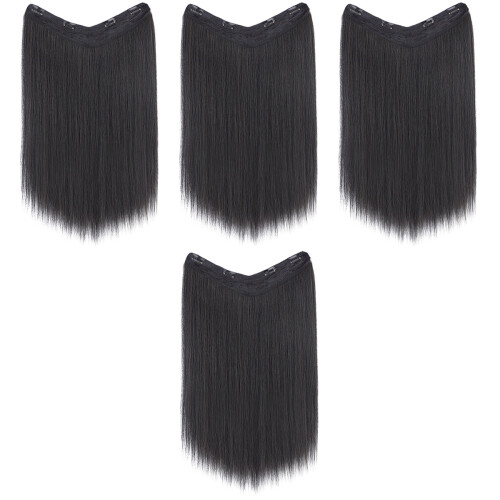 4Pièces Extensions À Clip Droits Synthétiques Femmes 1