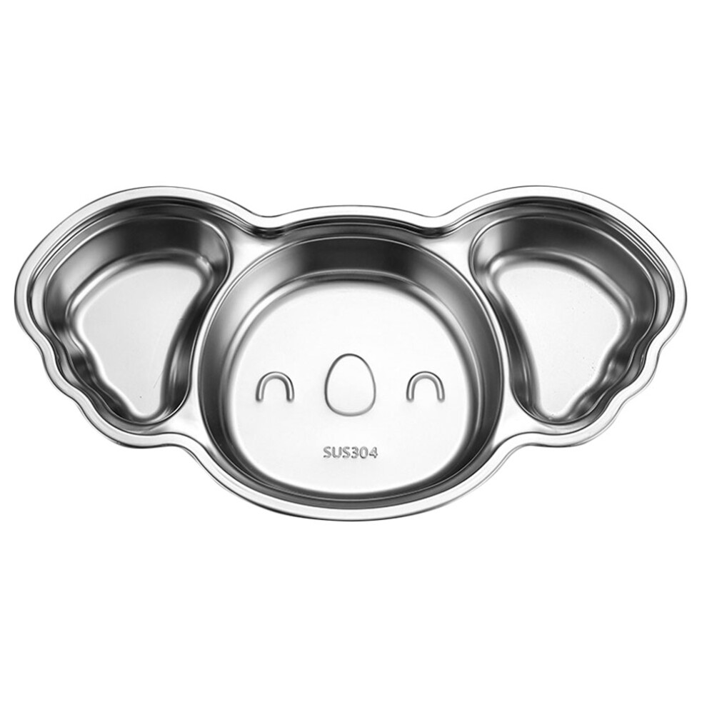 3Pcs Stainless Steel Divided Food Plates Toddler Dinner Tray Silver Vaguelly