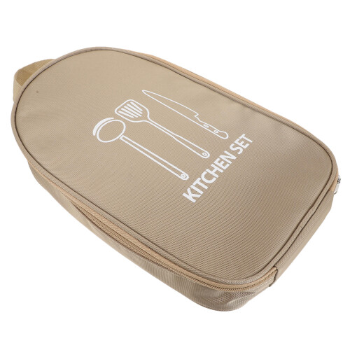 3Pcs Beige Utensils Storage Bag Cloth Picnic Tableware Pouch 1