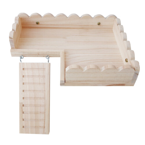 2Sets Hamster Crawling Ladder Wood Platform Khaki Pet Playground