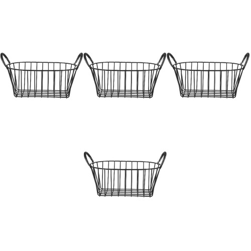 4Pcs Vintage Iron Wire Basket Black for Fruit Bread and Snack Storage 2