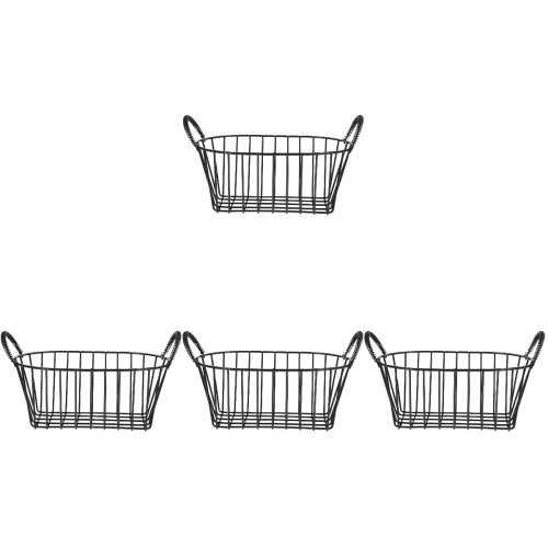 4Pcs Vintage Iron Wire Basket Black for Fruit Bread and Snack Storage 1