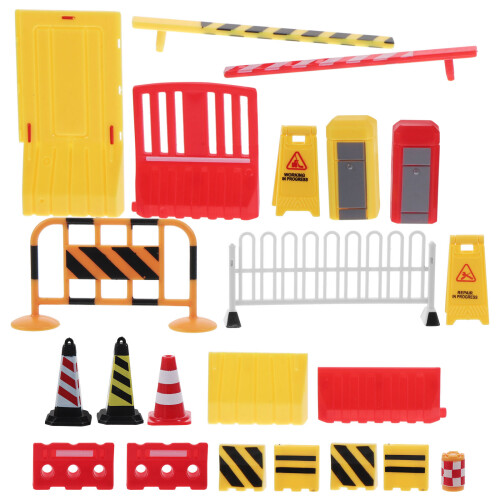 30Pcs Mini Traffic Signs Simulation Toy Plastic Road Sign Model
