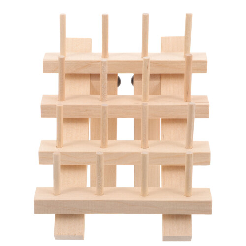 5Pcs Simple Khaki Wood Sewing Thread Organizer Desktop Storage Rack
