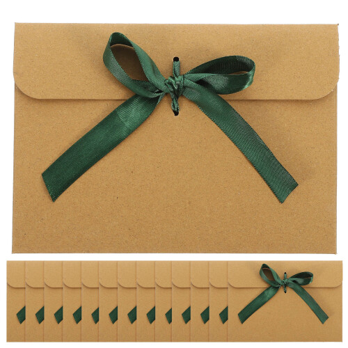 100Pcs Green Kraft Paper Envelopes Simple Packing for Office